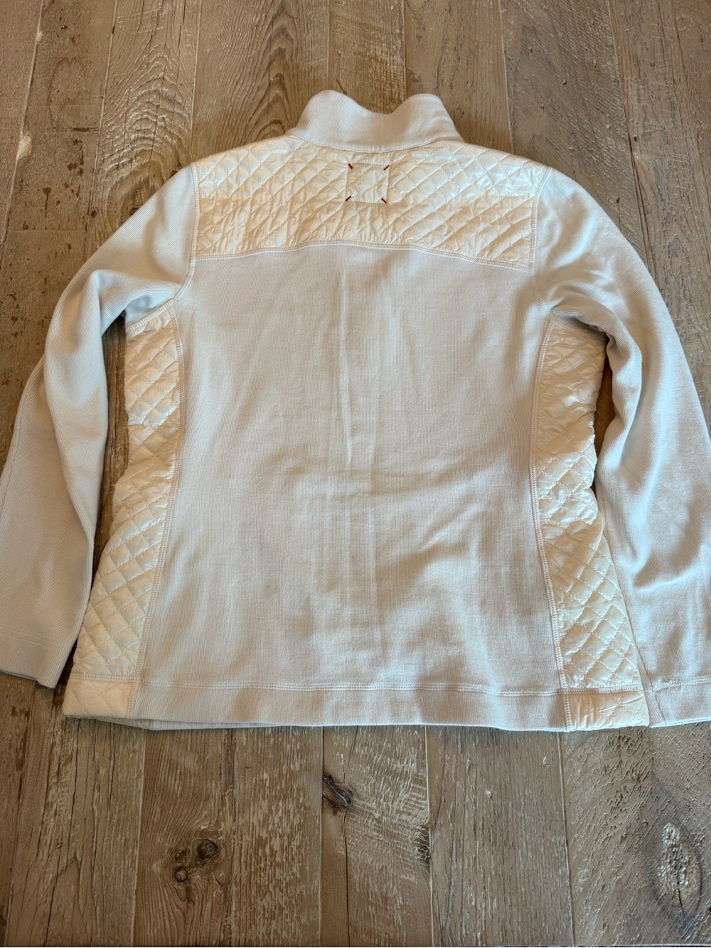 Tommy Bahama Aruba Cream Quilted-Panel Pullover Quarter Snap Top Jacket M - Picture 9 of 10